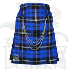 Battle of Kilts – Ramsay Blue Tartan Utility Kilt with Chains