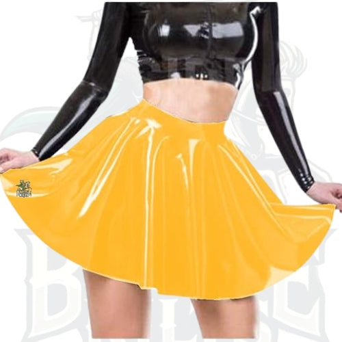 PVC Pleated A-Line Mini Skater Skirt for Women – Wet Look Patent Leather
