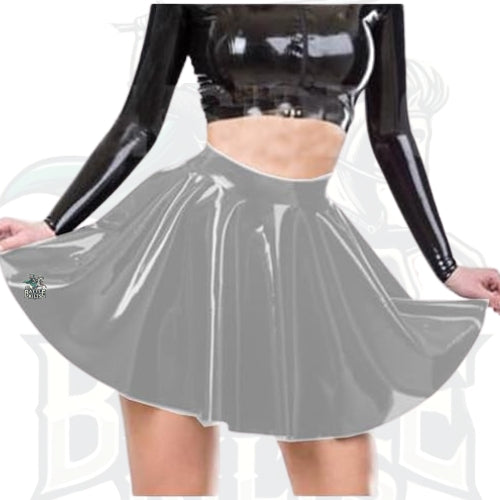 PVC Pleated A-Line Mini Skater Skirt for Women – Wet Look Patent Leather