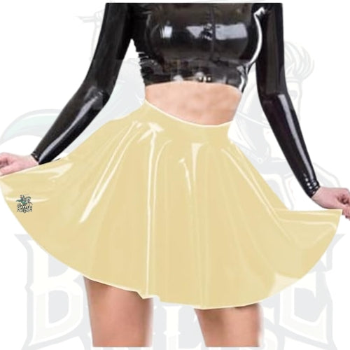 PVC Pleated A-Line Mini Skater Skirt for Women – Wet Look Patent Leather