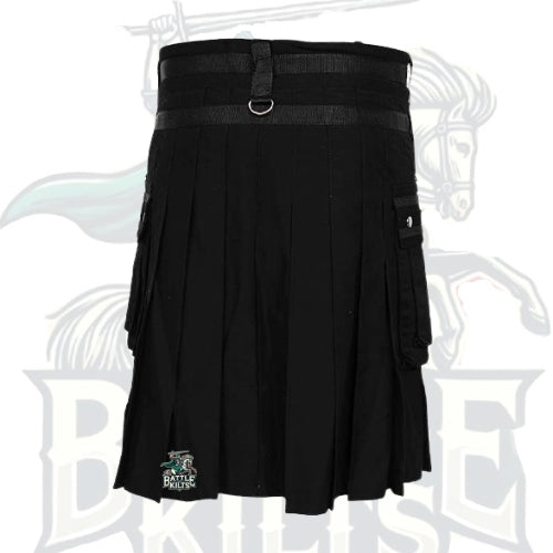 Modern Black Gothic Kilt with Chains – Stylish Alternative Utility Kilt