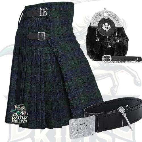 Battle Of Kilts Men’s Tartan Kilt Outfit – 5-Piece Scottish Set with Premium Accessories