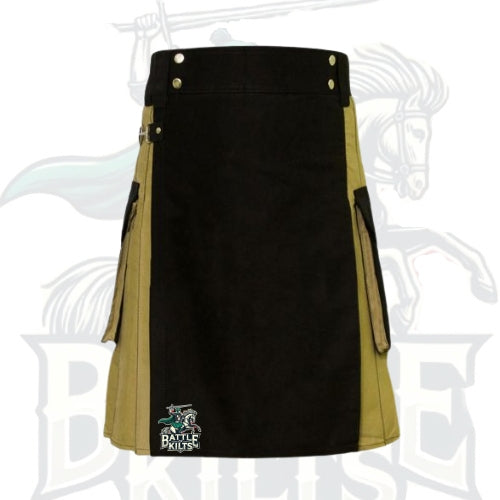 Black and Khaki Utility Hybrid Kilt – Premium Tactical & Scottish-Inspired Wear