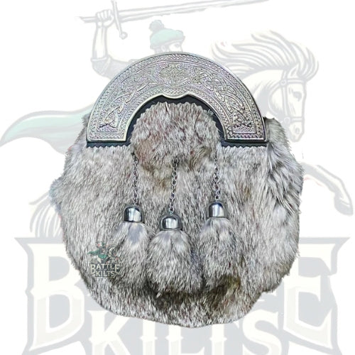 Scottish White Rabbit Fur 3 Tassel Thistle Antique Unisex Celtic Kilt Sporran – Battle of Kilts