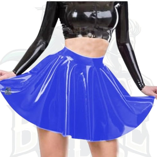 PVC Pleated A-Line Mini Skater Skirt for Women – Wet Look Patent Leather