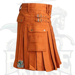 Battle of Kilts – Saffron Tartan Utility Kilt (Irish Saffron Kilt)