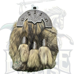 Traditional Scottish Fur Sporran with Thistle Design & Chain Belt – Highland Kilt Accessory by Battle of Kilts