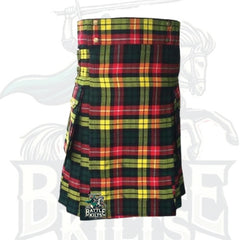 Battle of Kilts – Scottish Buchanan Tartan Pleated Utility Kilt
