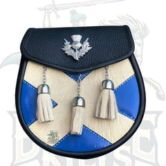 Traditional Scottish Scotland Flag Design Leather Kilt Sporran for Men by BattleOfKilts