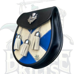 Traditional Scottish Scotland Flag Design Leather Kilt Sporran for Men by BattleOfKilts