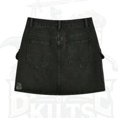Casual Buttoned Black Denim Skirt with Pockets – Women’s Everyday