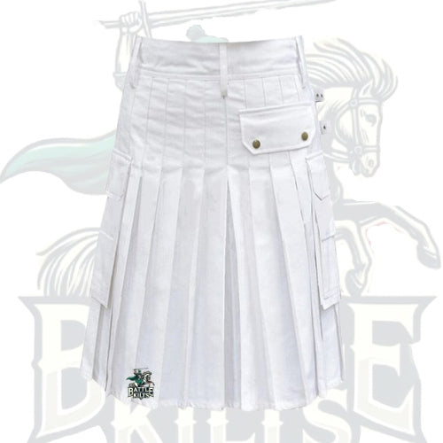 White Utility Kilt – Modern Functional Kilt with Pockets