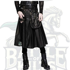 Cowhide Black Leather Gothic Kilt for Men – Handmade Premium Gothic Style