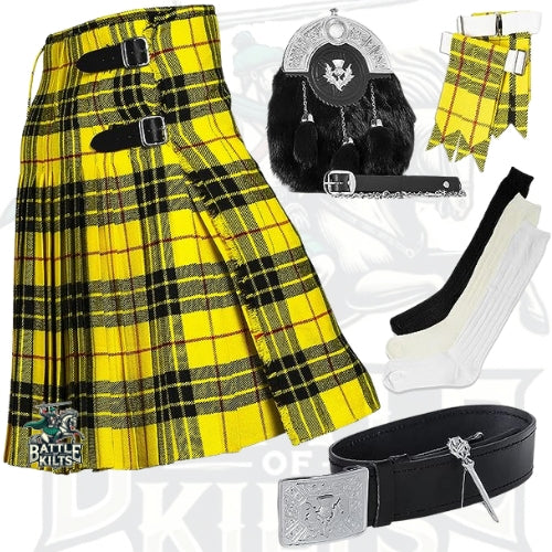 Battle Of Kilts Men’s Tartan Kilt Outfit – 7-Piece Scottish Set with Premium Accessories