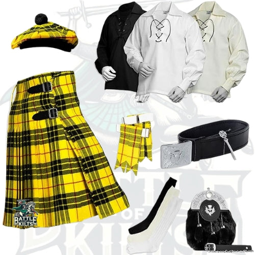 Battle Of Kilts Men’s Tartan Kilt Outfit – 9-Piece Scottish Set with Premium Accessories
