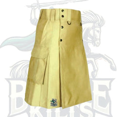 Khaki Utility Kilt with Multiple Pockets – Rugged & Functional Scottish Kilt