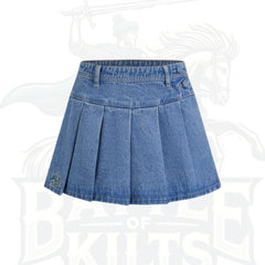 Cider Denim Low Rise Pleated Mini Skirt – Trendy Women’s Casual Fashion
