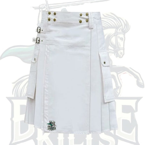 White Utility Kilt – Modern Functional Kilt with Pockets