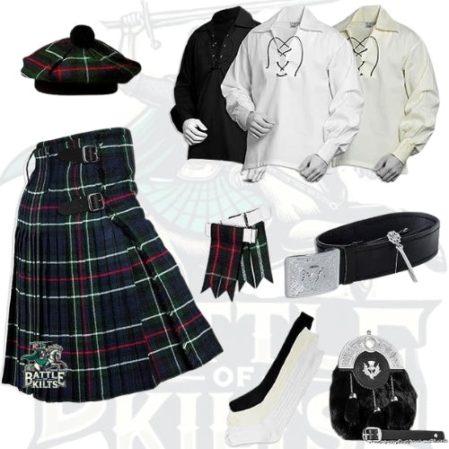 Battle Of Kilts Men’s Tartan Kilt Outfit – 9-Piece Scottish Set with Premium Accessories