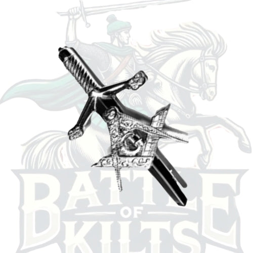Celtic Design Chrome Claymore Sword Masonic Kilt Pin | Battle of Kilts