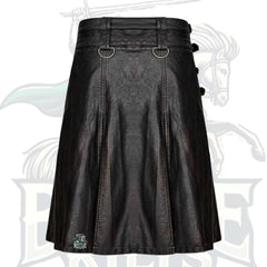Cowhide Black Leather Gothic Kilt for Men – Handmade Premium Gothic Style