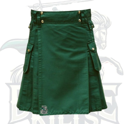 Green Utility Kilt with Multiple Pockets – Functional & Stylish Scottish Kilt