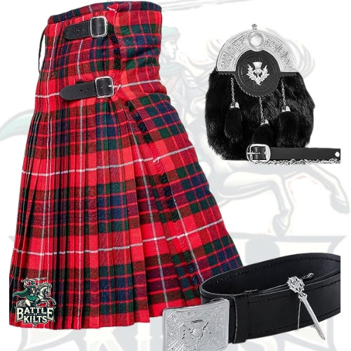 Battle Of Kilts Men’s Tartan Kilt Outfit – 5-Piece Scottish Set with Premium Accessories