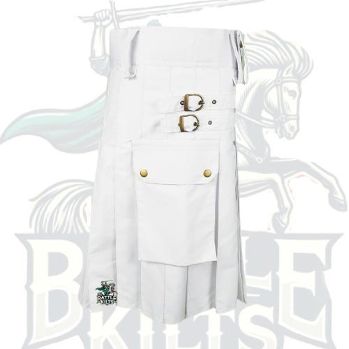 White Utility Kilt – Modern Functional Kilt with Pockets