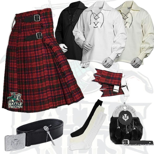 Battle Of Kilts Men’s Tartan Kilt Outfit – 8-Piece Scottish Set with Premium Accessories