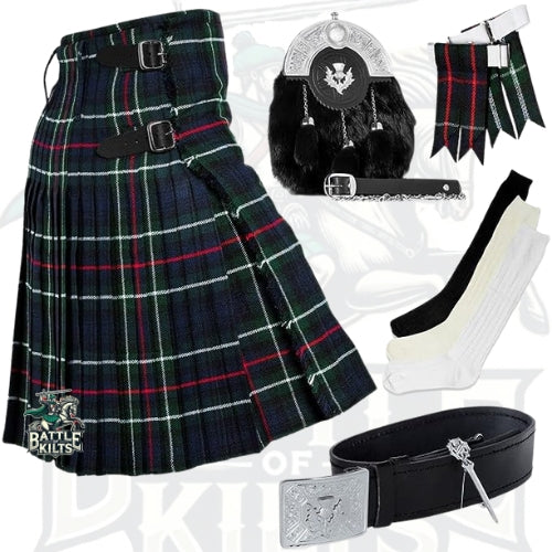 Battle Of Kilts Men’s Tartan Kilt Outfit – 7-Piece Scottish Set with Premium Accessories