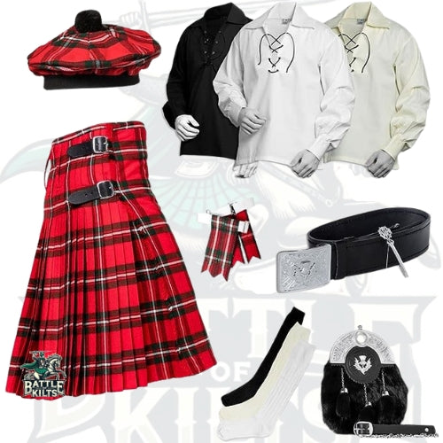 Battle Of Kilts Men’s Tartan Kilt Outfit – 9-Piece Scottish Set with Premium Accessories
