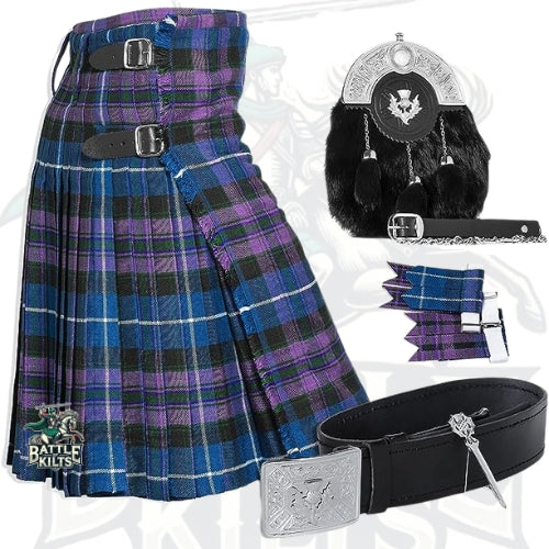 Battle Of Kilts Men’s Tartan Kilt Outfit – 6-Piece Scottish Set with Premium Accessories