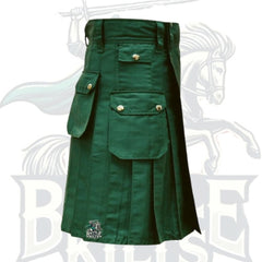 Green Utility Kilt with Multiple Pockets – Functional & Stylish Scottish Kilt