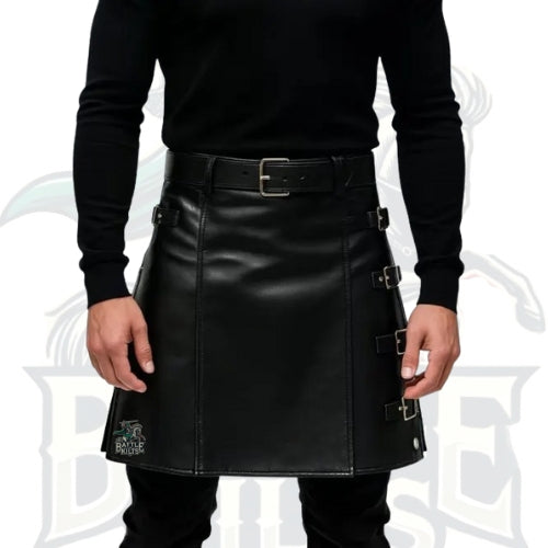 Stylish Gothic Punk Gladiator Kilt – Handmade Leather Kilt for Men