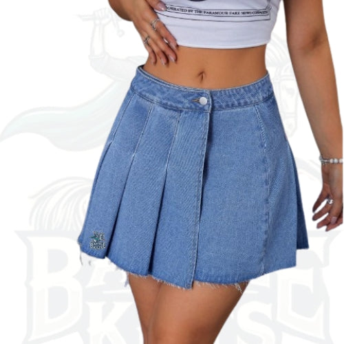 Women’s Casual Versatile Denim Pleated Mini Skirt