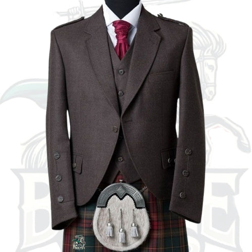 Brown Tweed Tartan Kilt Outfit – Premium Highland Wear by BattleOfKilts