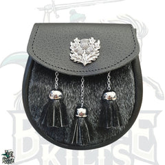 Semi Dress Sporran – Thistle Mount Black Seal Skin | Premium Highland Accessory by BattleOfKilts