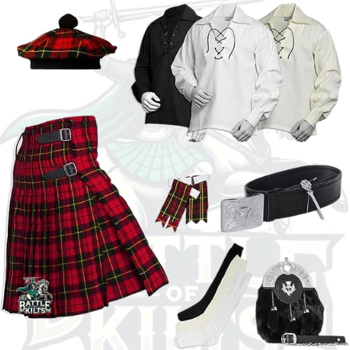 Battle Of Kilts Men’s Tartan Kilt Outfit – 9-Piece Scottish Set with Premium Accessories
