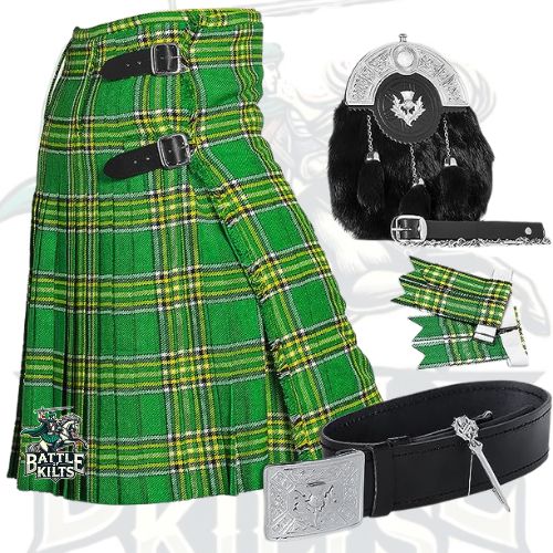 Battle Of Kilts Men’s Tartan Kilt Outfit – 6-Piece Scottish Set with Premium Accessories